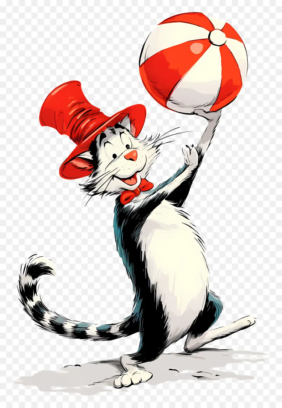 Dr Seuss，Chat Avec Chapeau Et Balle PNG