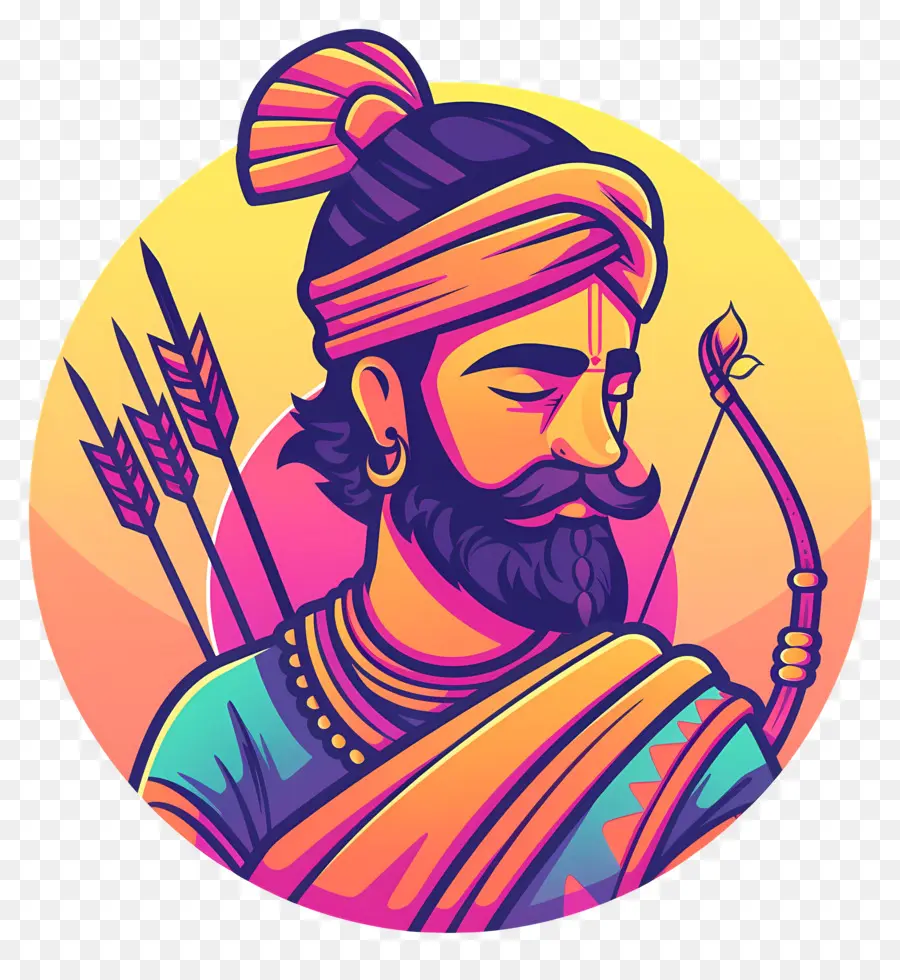 Roi Indien，Archer Coloré PNG