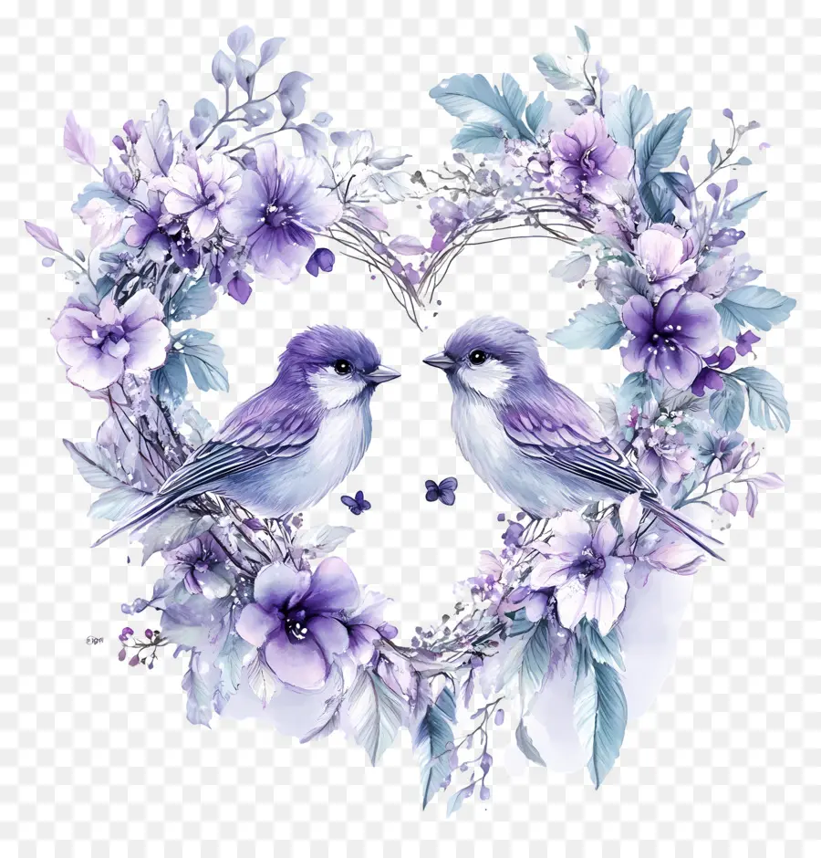 Oiseaux De Mariage，Oiseaux Violets PNG