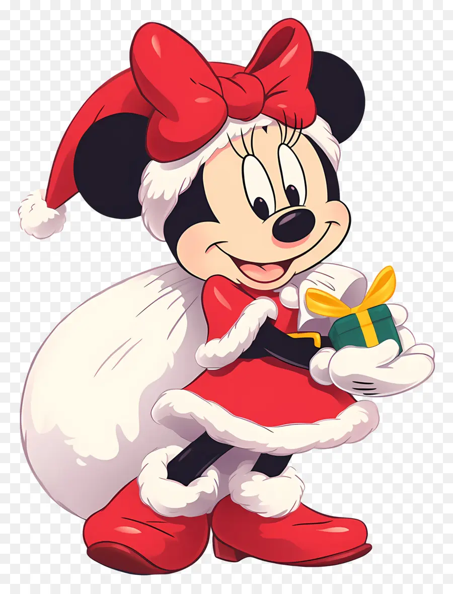 Minnie Souris，Souris De Dessin Animé Avec Cadeau PNG