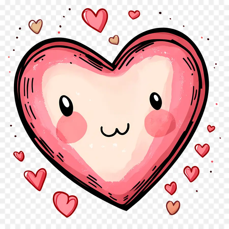 Coeur Kawaii，Coeur Rose PNG