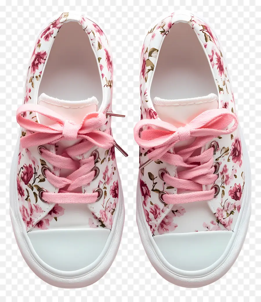 Baskets Pour Fille，Baskets Fleuries à Lacets Roses PNG