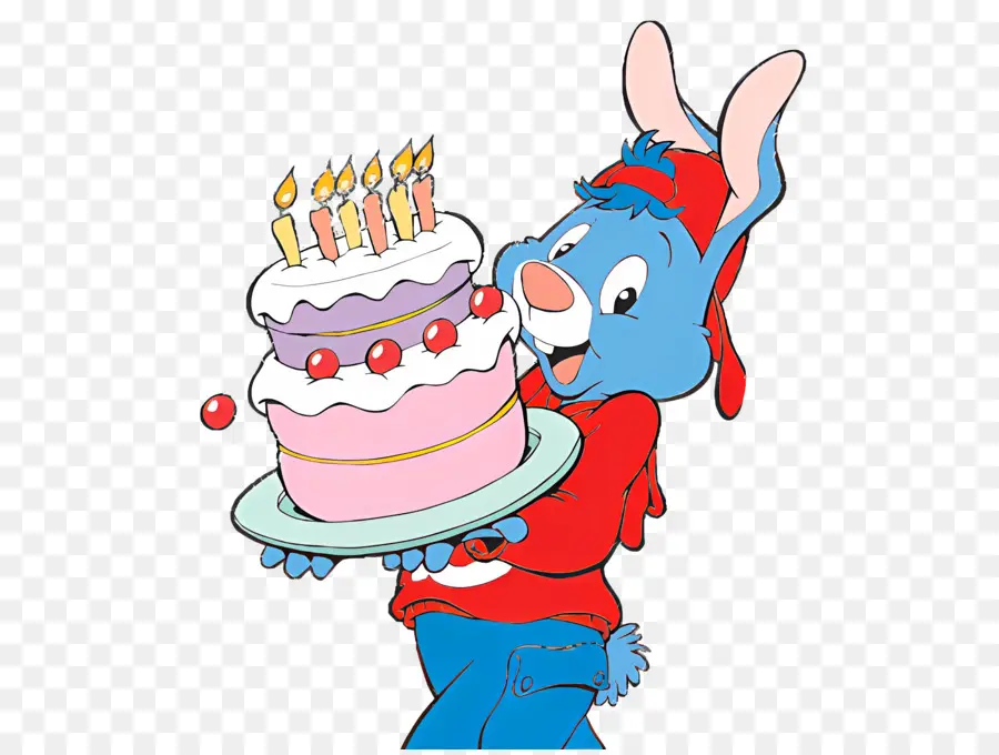 Bobo Lapin，Lapin Bleu Avec Gâteau PNG