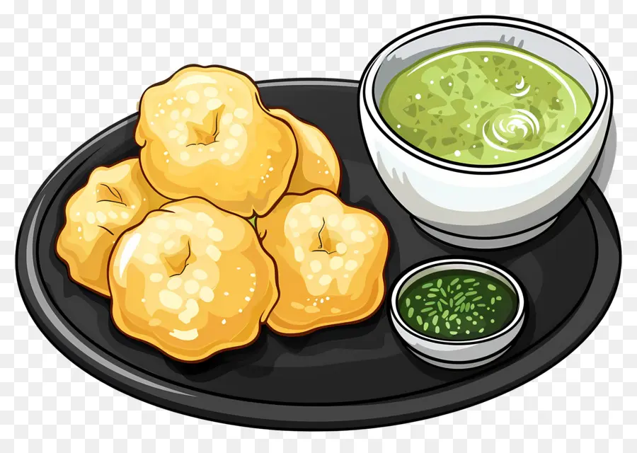 Cuisine Indienne，Snacks Indiens Avec Chutney PNG