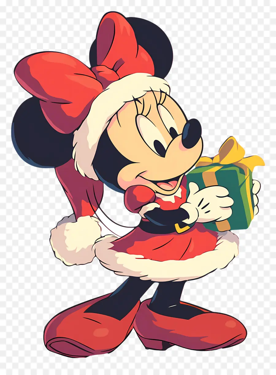 Minnie Souris，Souris De Dessin Animé Avec Cadeau PNG