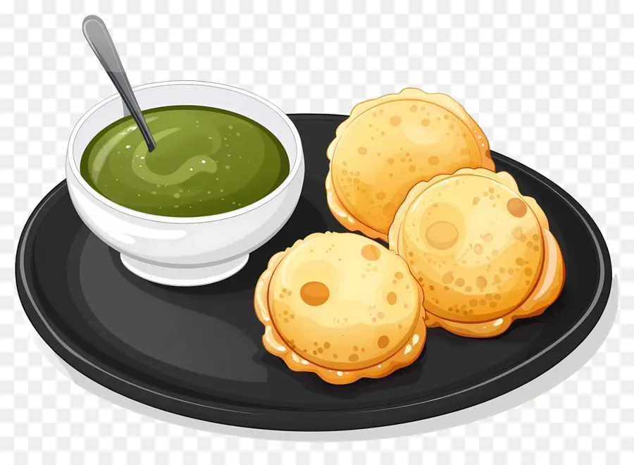 Cuisine Indienne，Snacks Indiens Au Chutney Vert PNG