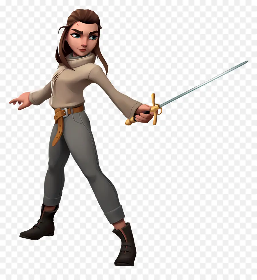 Arya Stark，Personnage Animé Avec épée PNG