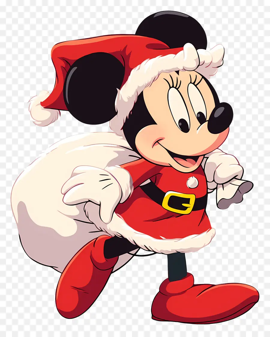 Minnie Souris，Personnage En Tenue De Père Noël PNG