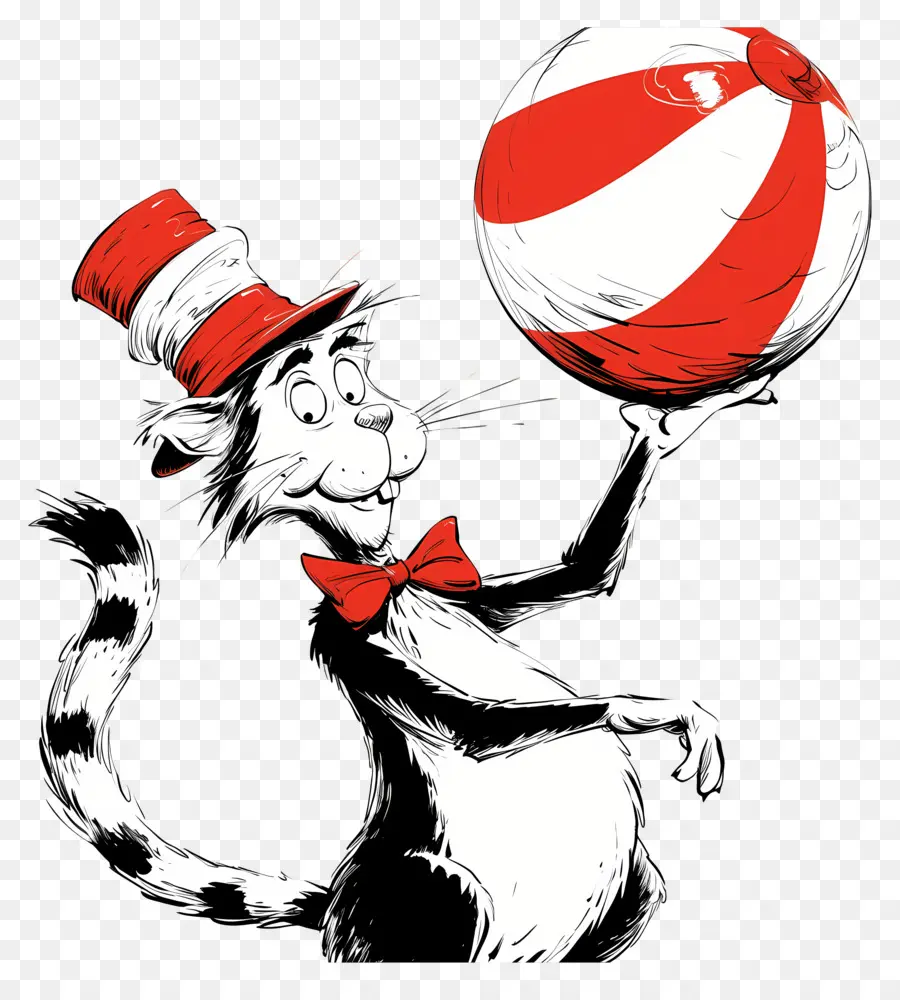 Dr Seuss，Chat Avec Chapeau Et Balle PNG