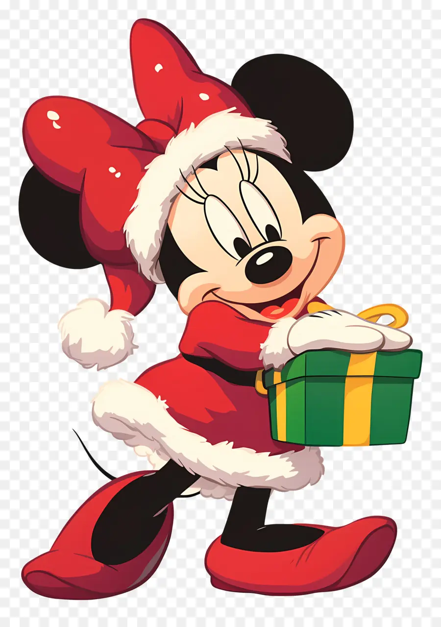 Minnie Souris，Souris De Dessin Animé Avec Cadeau PNG