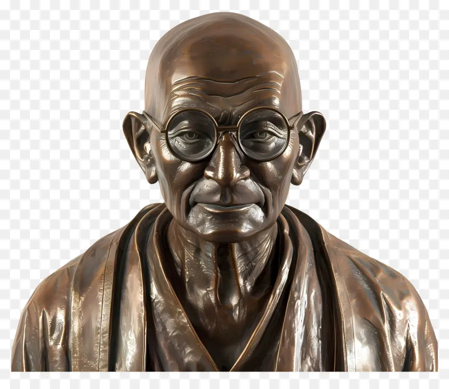 Gandhi Jayanti，Buste En Bronze à Lunettes PNG