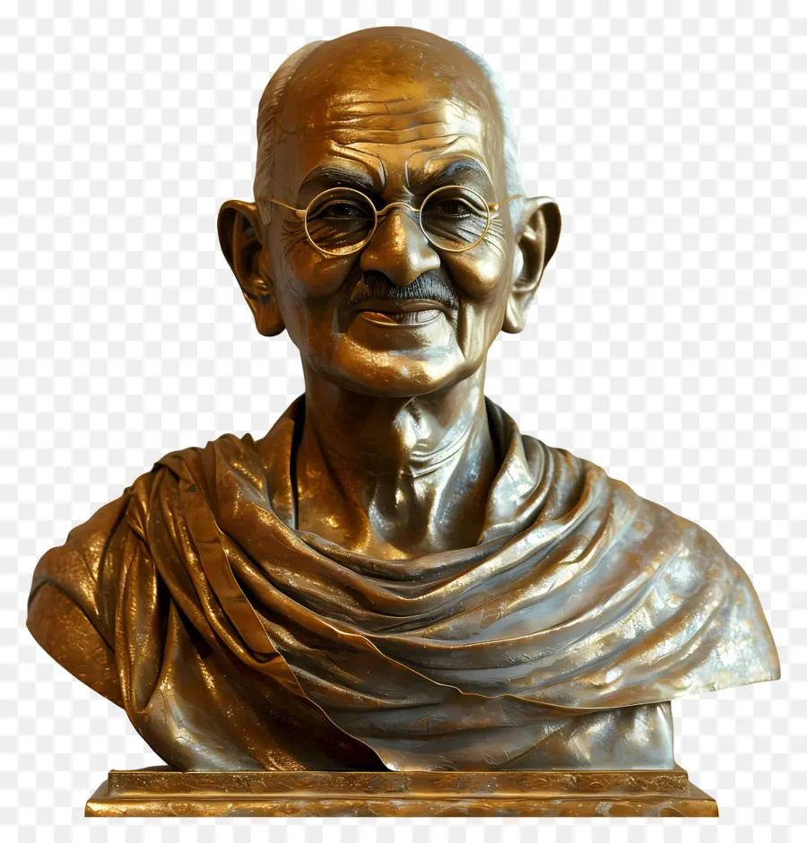 Gandhi Jayanti，Buste En Bronze à Lunettes PNG