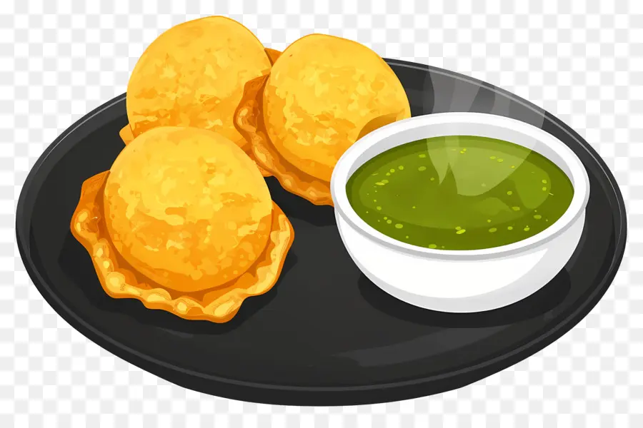 Cuisine Indienne，Snacks Indiens Au Chutney Vert PNG