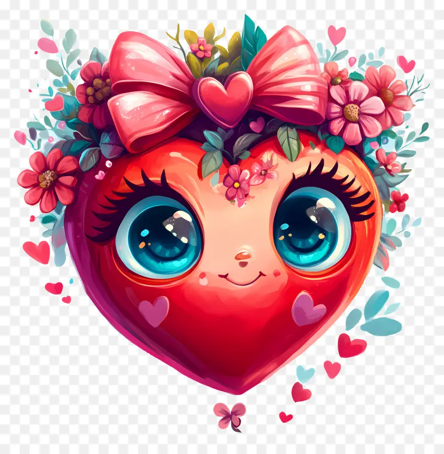 Coeur Kawaii，Coeur Avec Des Fleurs PNG