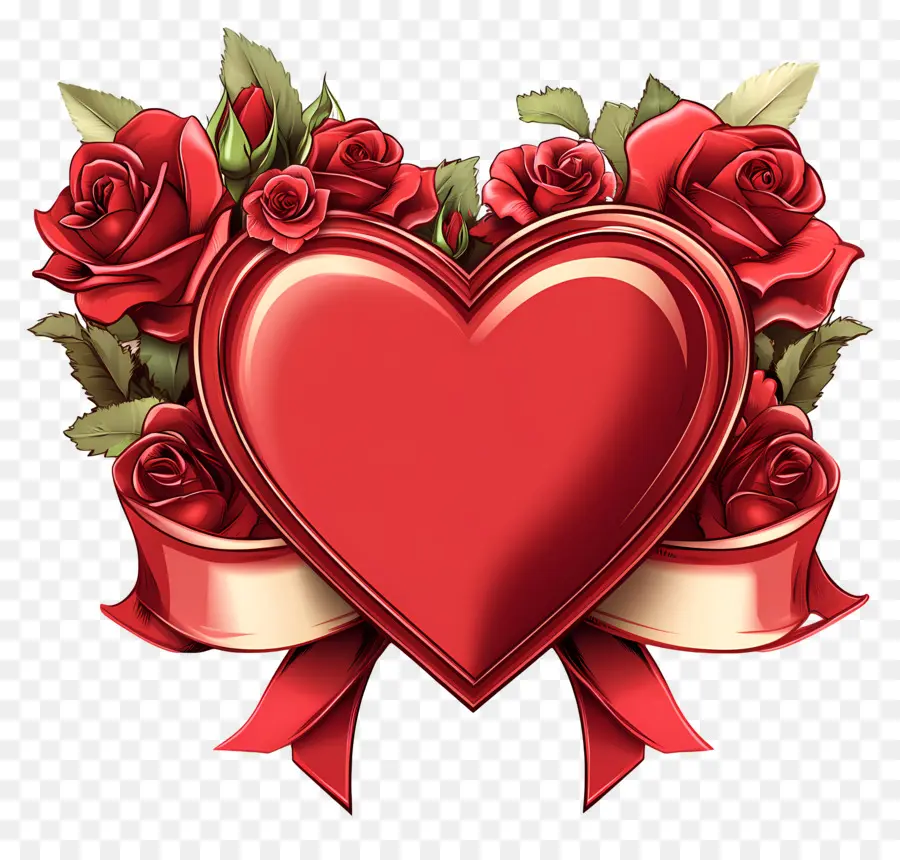 Symbole De La Saint Valentin，Coeur Avec Des Roses PNG