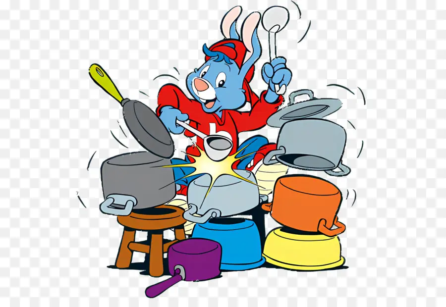 Bobo Lapin，Lapin Bleu Avec Des Pots PNG