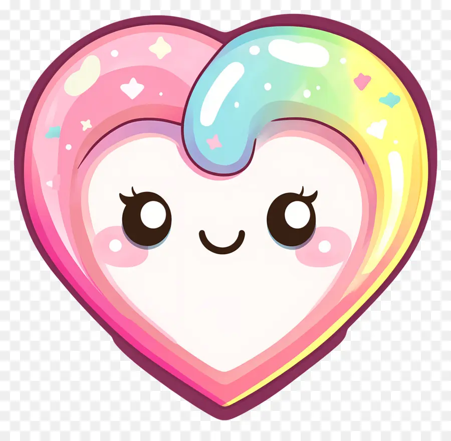 Coeur Kawaii，Coeur Arc En Ciel PNG