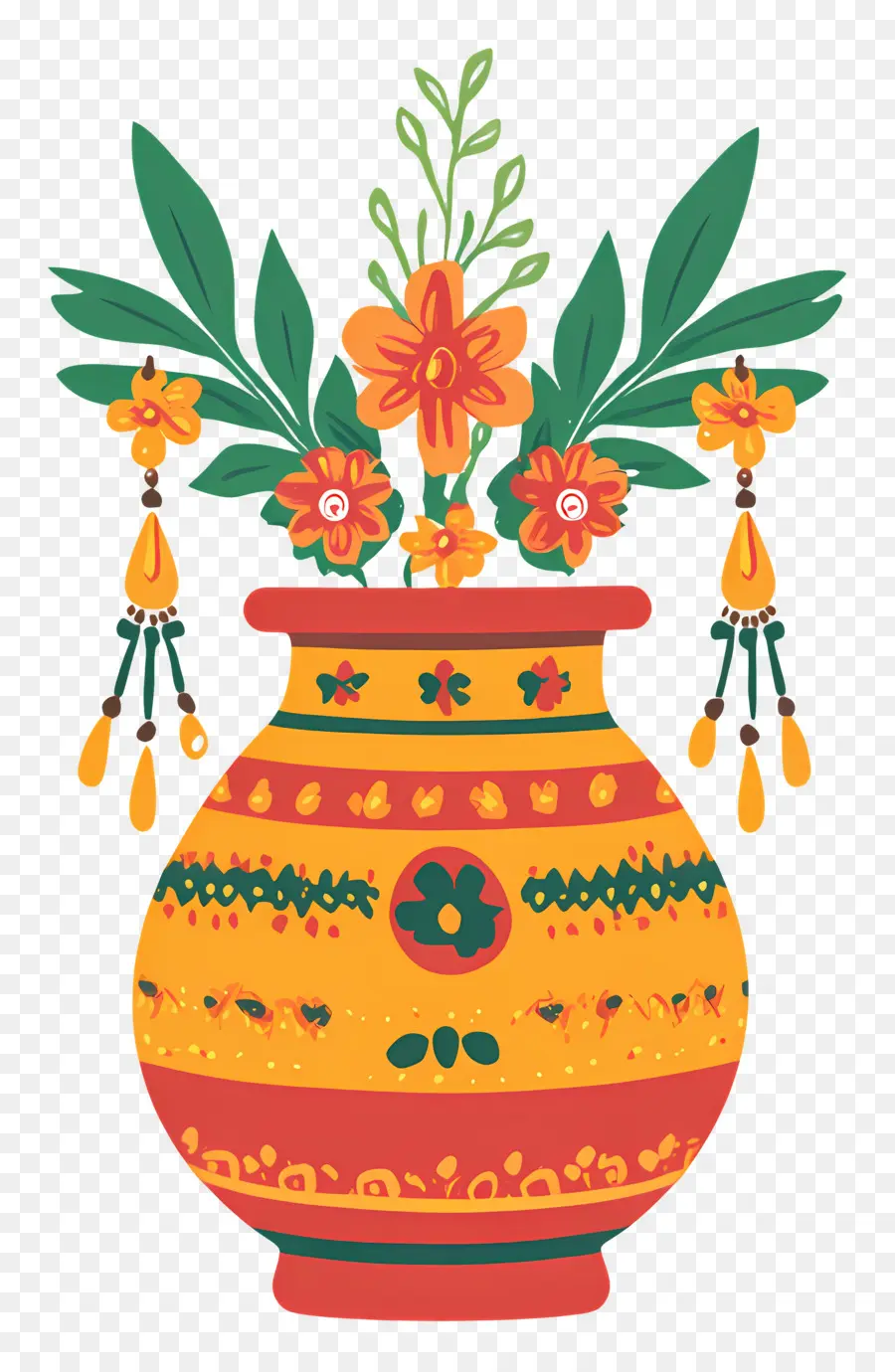 Pot Kalash Indien，Vase Décoratif Avec Des Fleurs PNG