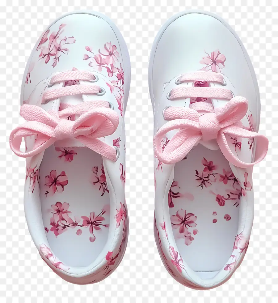 Superga，Baskets Fleuries à Lacets Roses PNG