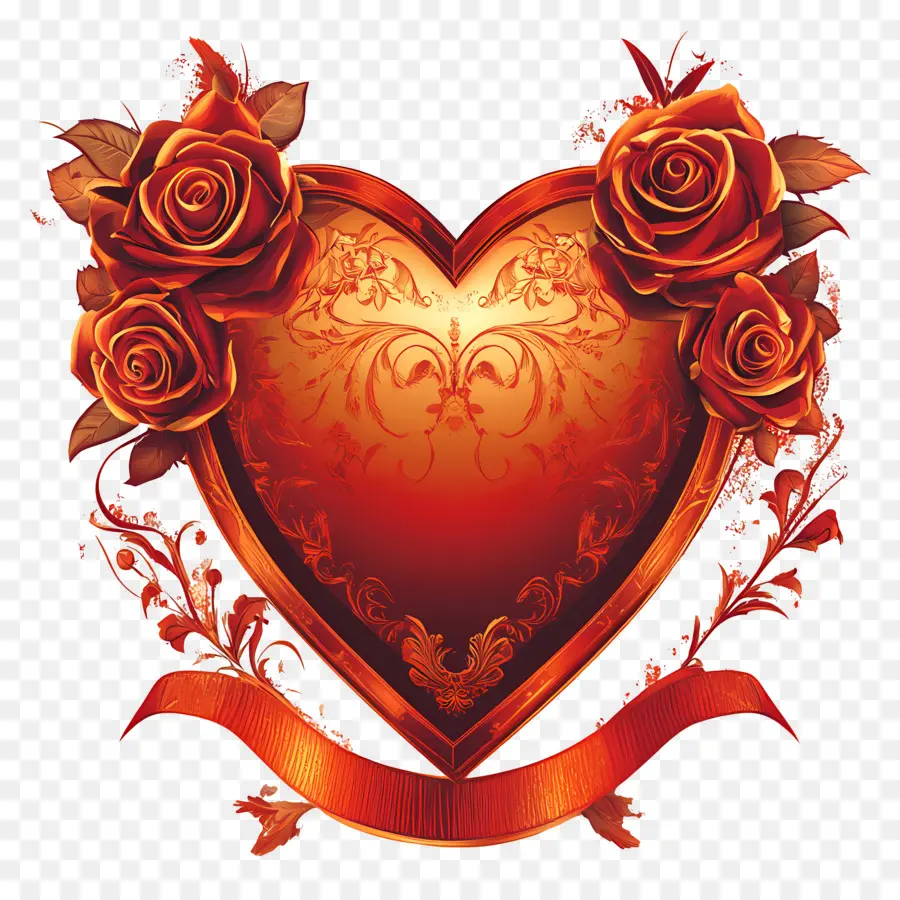 Coeur De Saint Valentin，Coeur De Roses PNG