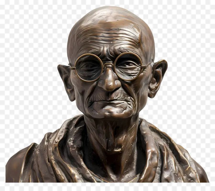 Gandhi Jayanti，Buste En Bronze à Lunettes PNG