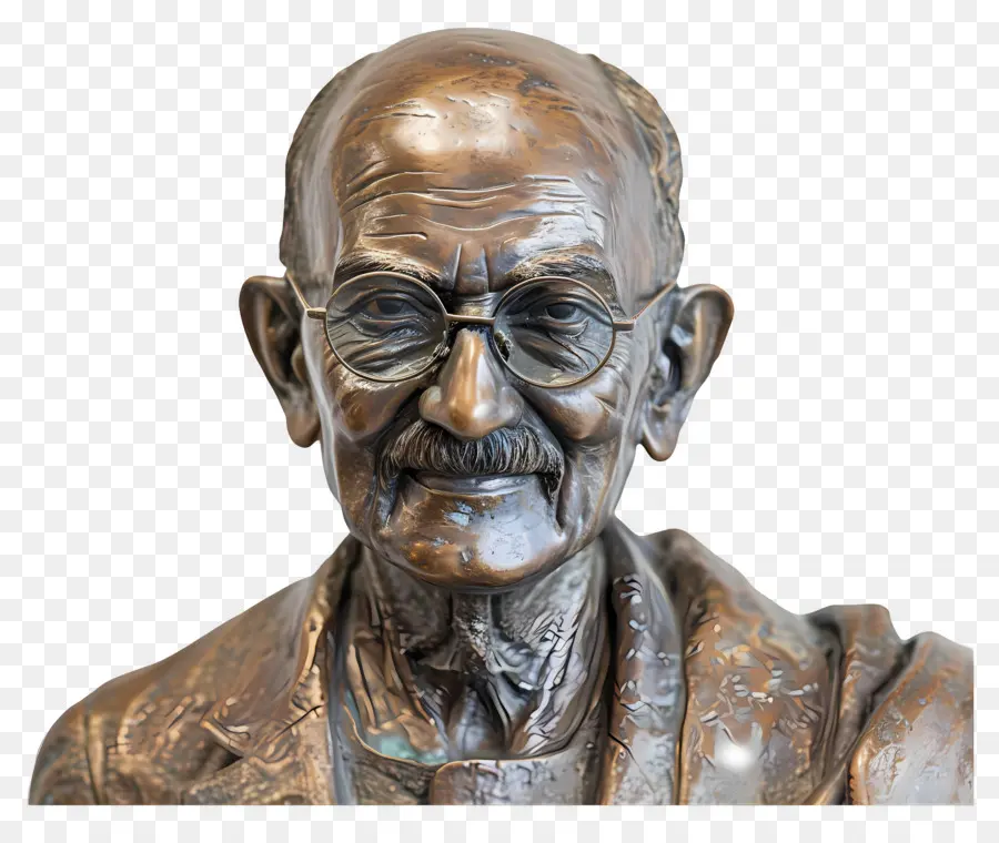 Gandhi Jayanti，Buste En Bronze Souriant PNG