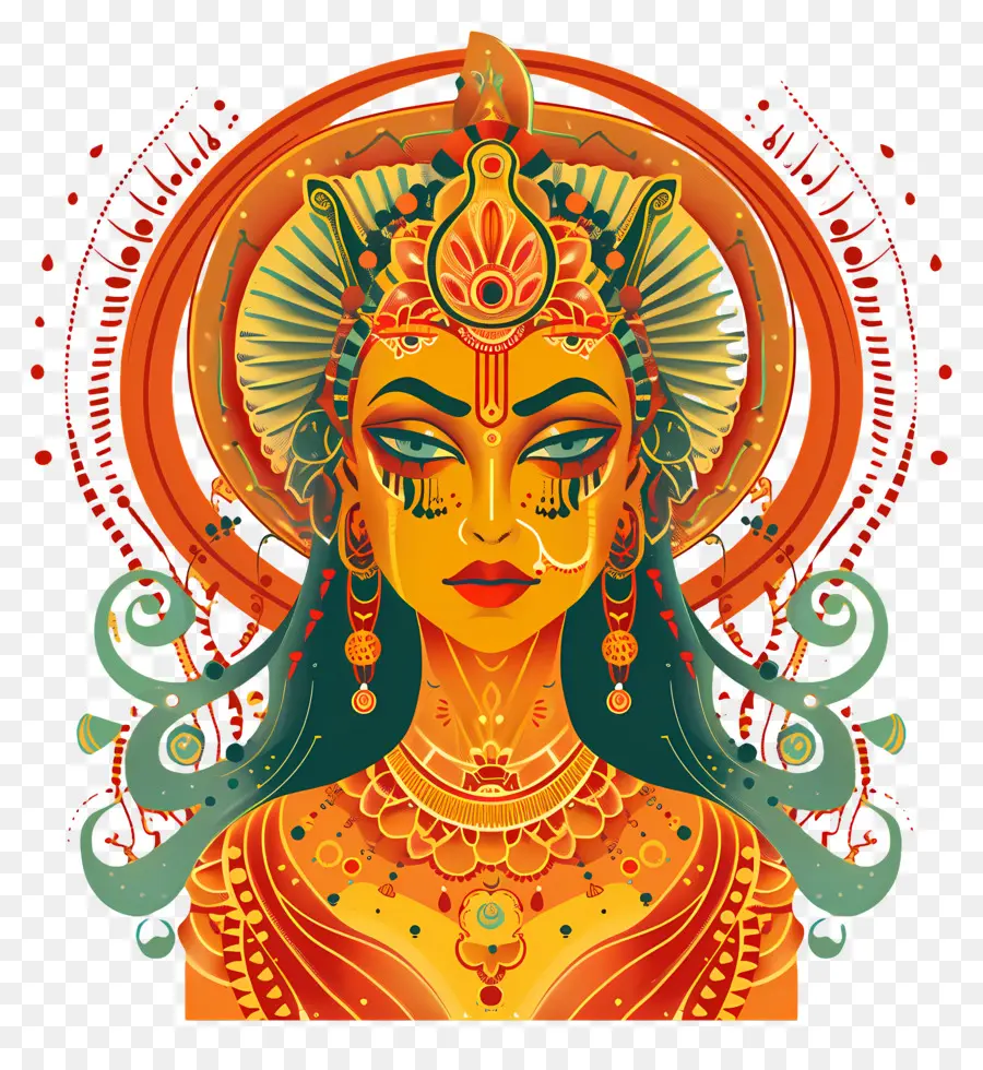 Navratri，Illustration De La Déesse PNG