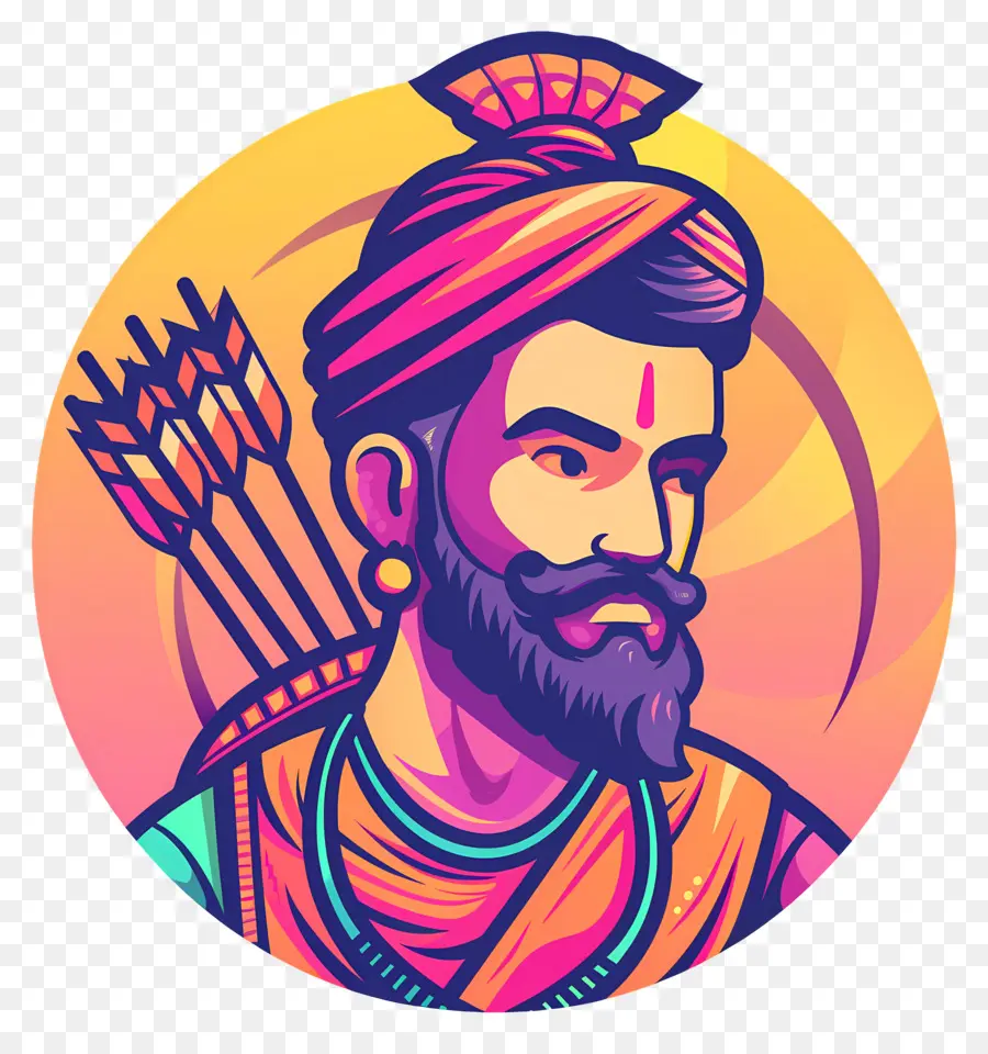 Homme Indien，Archer Coloré PNG