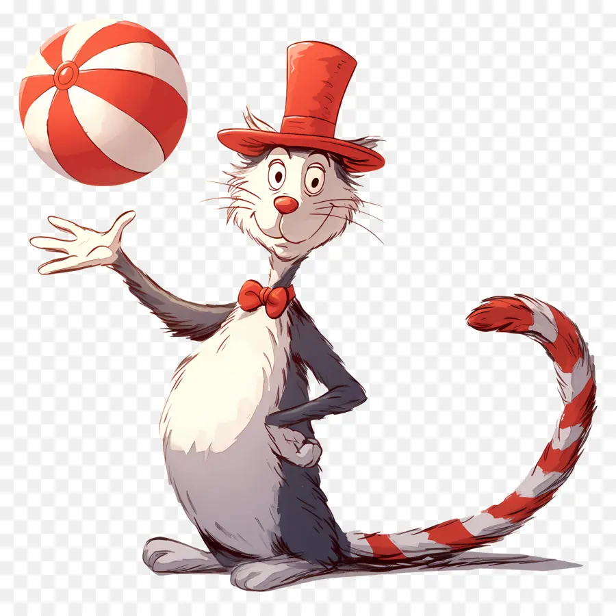 Dr Seuss，Chat En Chapeau Haut De Forme Avec Ballon PNG