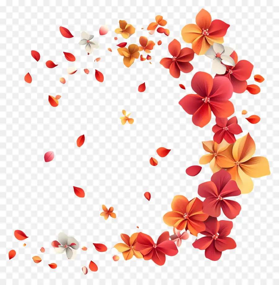 Fleurs Qui Tombent，Fleurs Vibrantes PNG