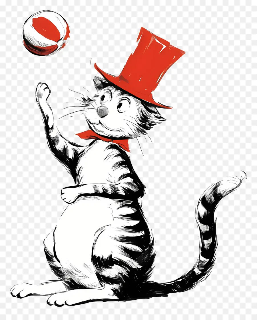 Dr Seuss，Chat Au Chapeau Rouge PNG