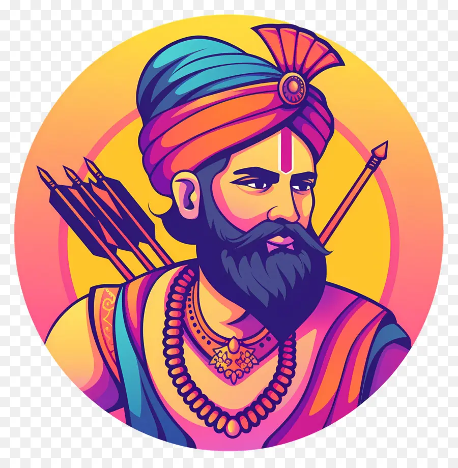 Roi Indien，Archer Coloré PNG