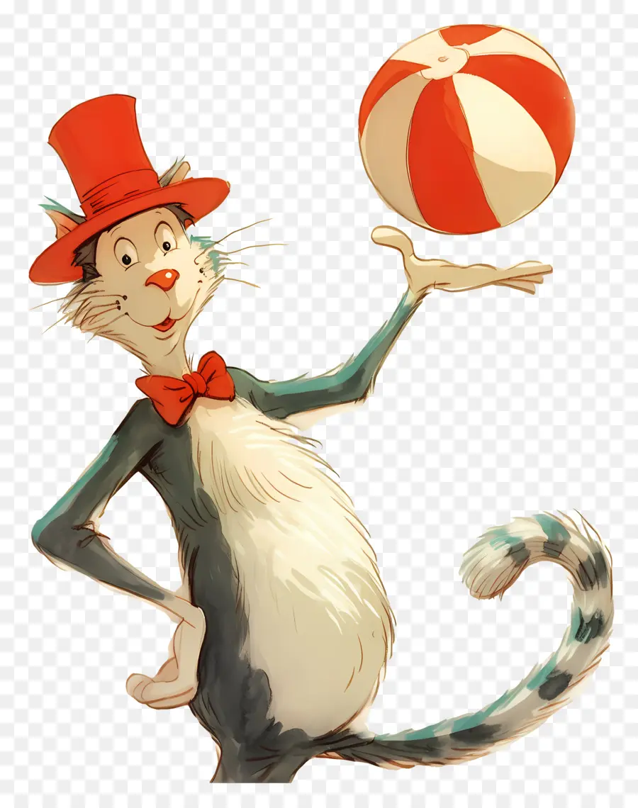 Dr Seuss，Chat En Chapeau Haut De Forme Avec Ballon PNG