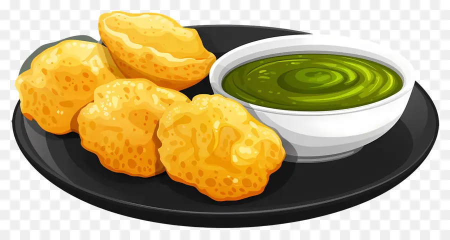 Cuisine Indienne，Snacks Croustillants à La Sauce Verte PNG