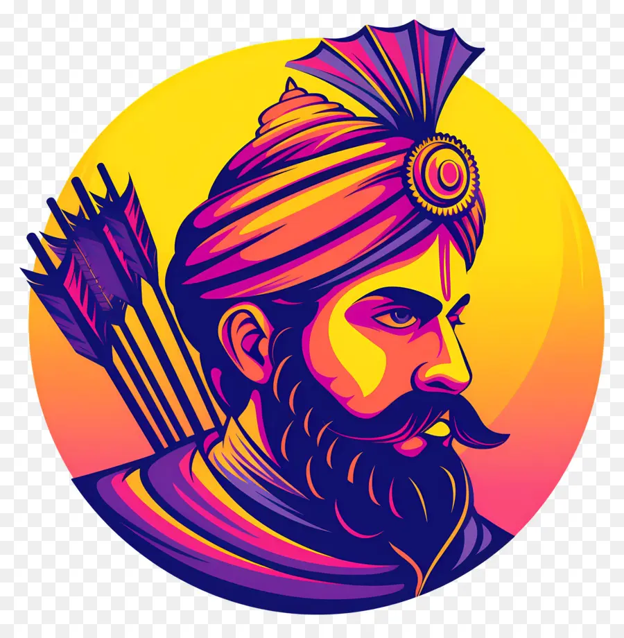 Roi Indien，Archer Coloré PNG