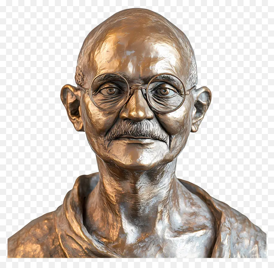 Gandhi Jayanti，Buste En Bronze à Lunettes PNG