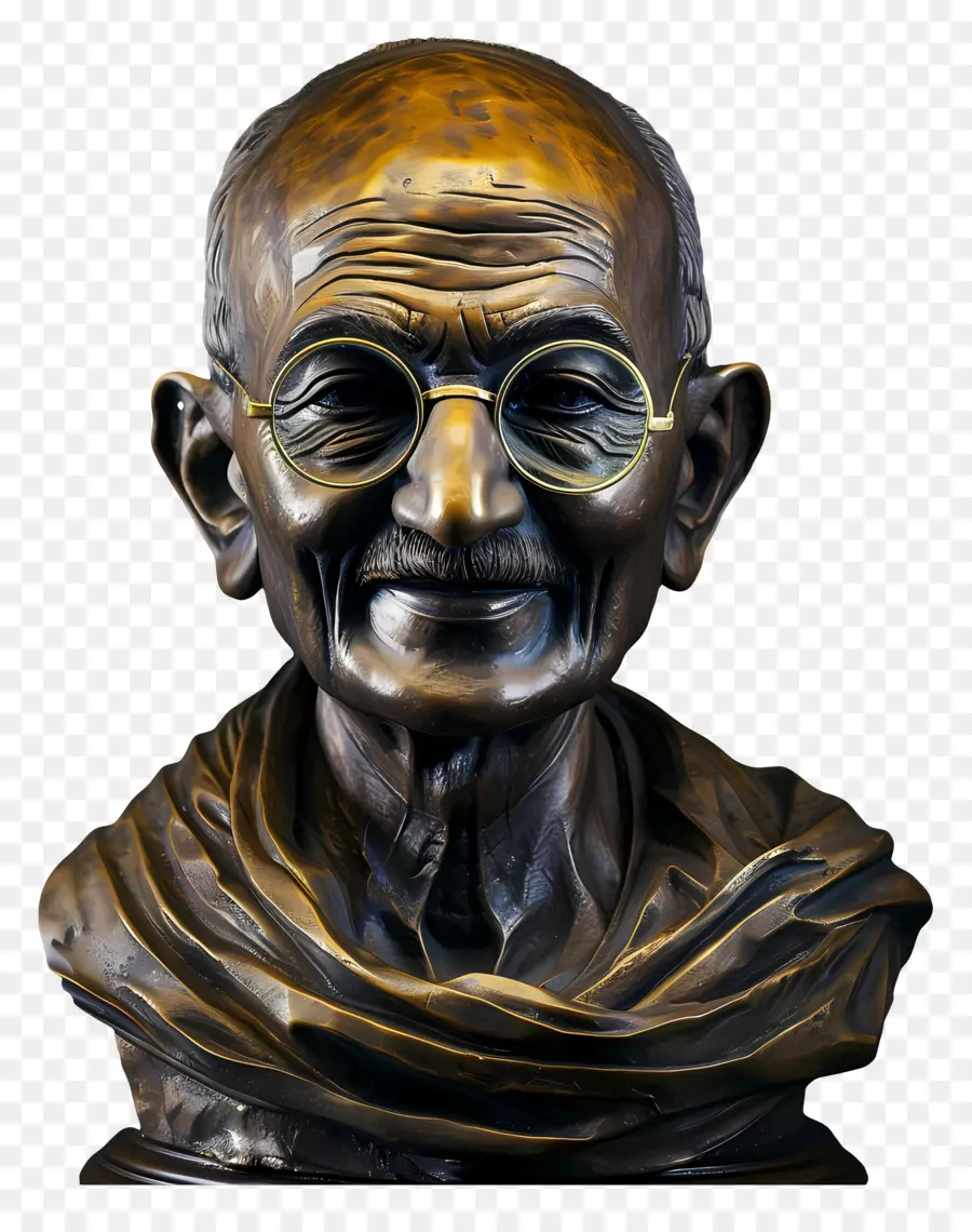 Gandhi Jayanti，Buste En Bronze à Lunettes PNG