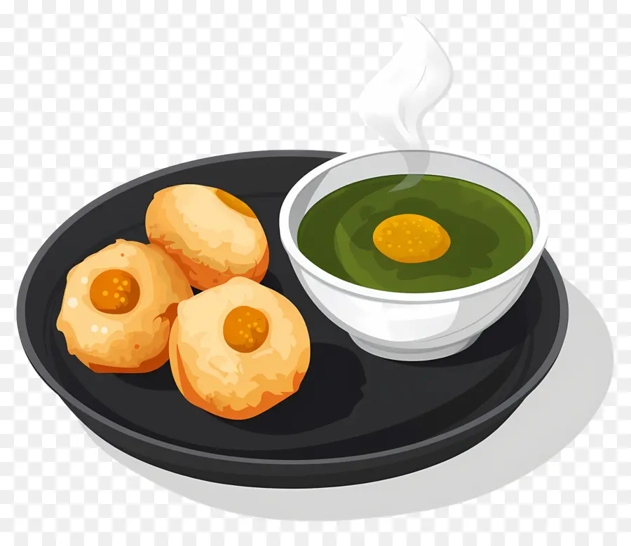 Cuisine Indienne，Sauce Verte Avec Snacks PNG