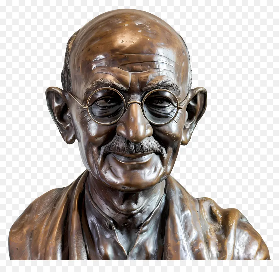 Gandhi Jayanti，Buste En Bronze à Lunettes PNG