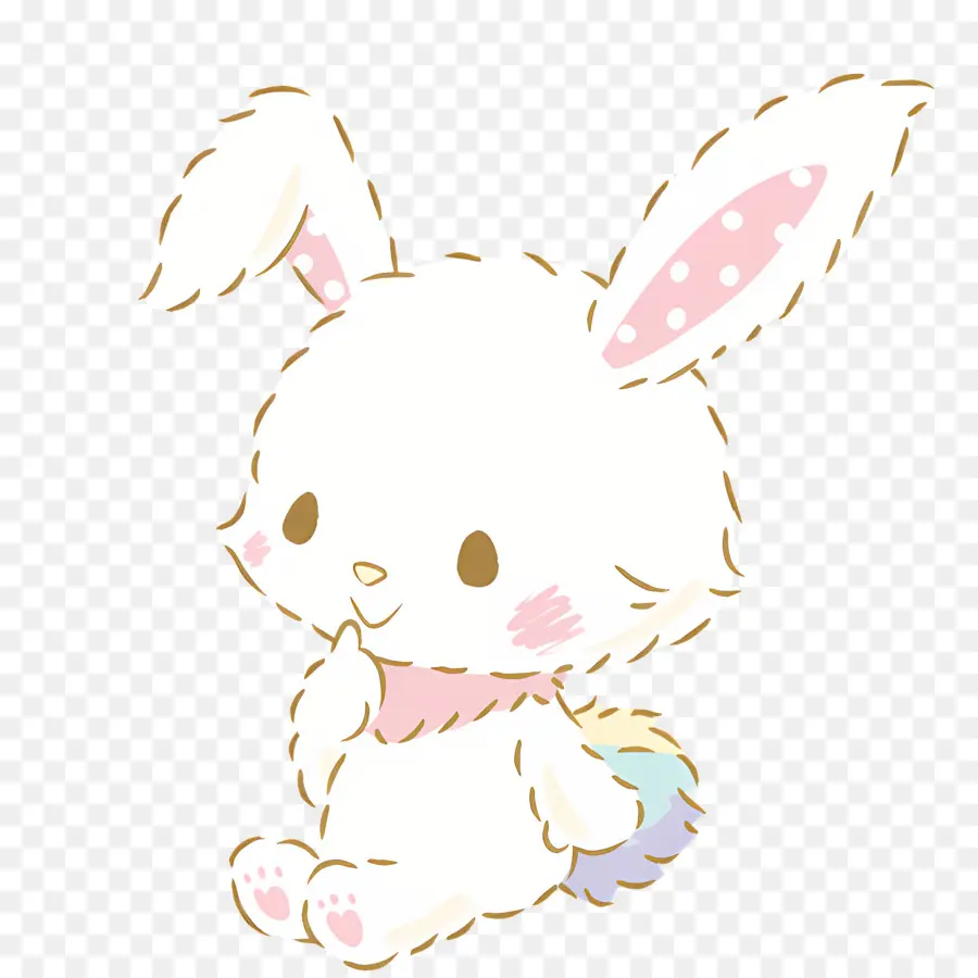 Souhaite Moi Mell，Lapin Blanc Avec Fleur Rose PNG