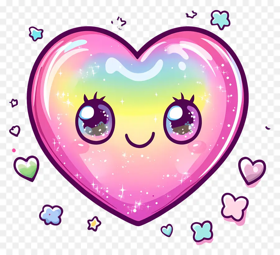 Coeur Kawaii，Coeur Arc En Ciel PNG