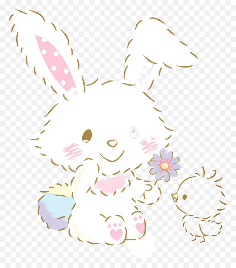 Souhaite Moi Mell，Lapin Blanc Avec Fleur Rose PNG