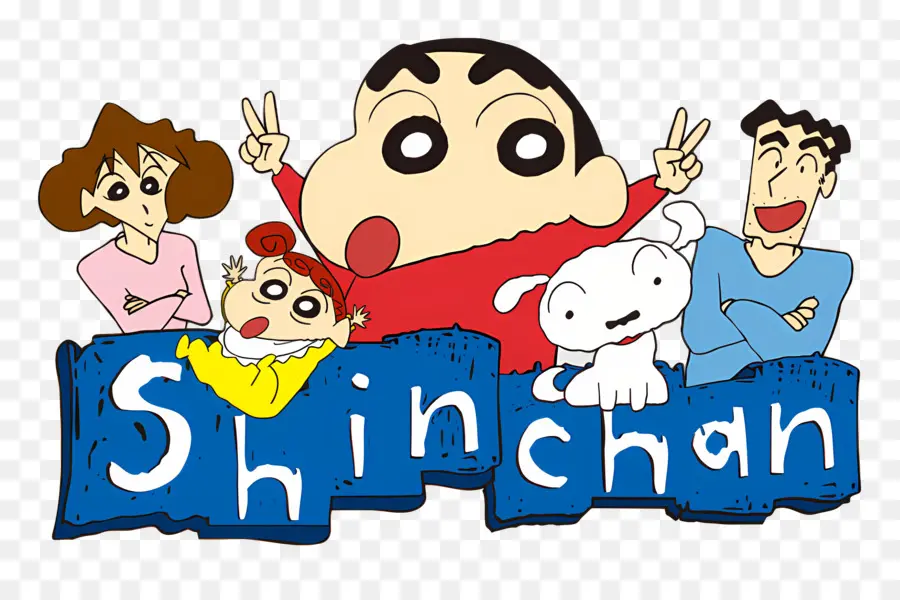 Shin Chan，Famille De Dessin Animé Avec Garçon PNG