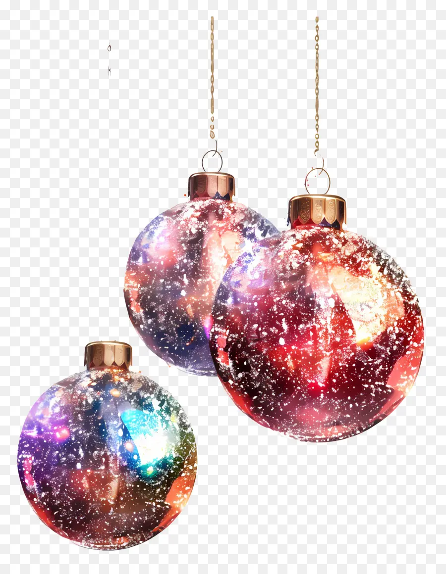 Boules à Paillettes，Ornements De Noël Colorés PNG