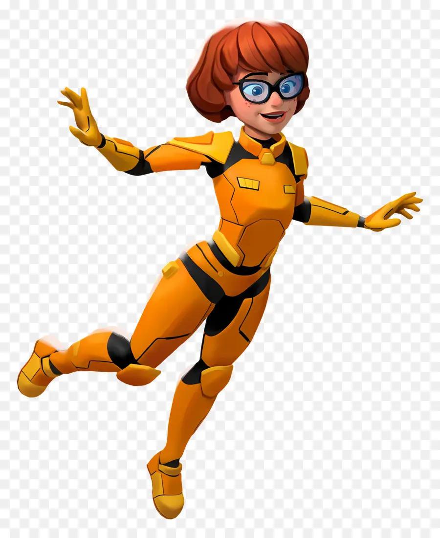 Velma，Personnage De Dessin Animé En Costume Orange PNG