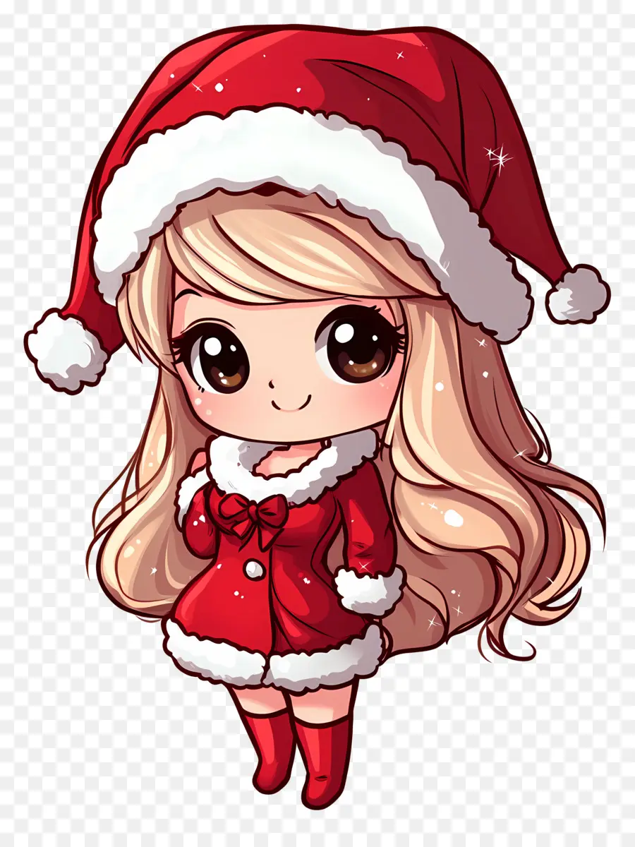 Noël Animé，Chibi Fille Du Père Noël PNG