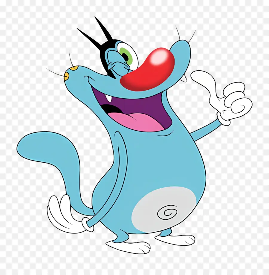 Oggy Et Les Cafards，Chat De Dessin Animé Bleu Avec Bouche Ouverte PNG