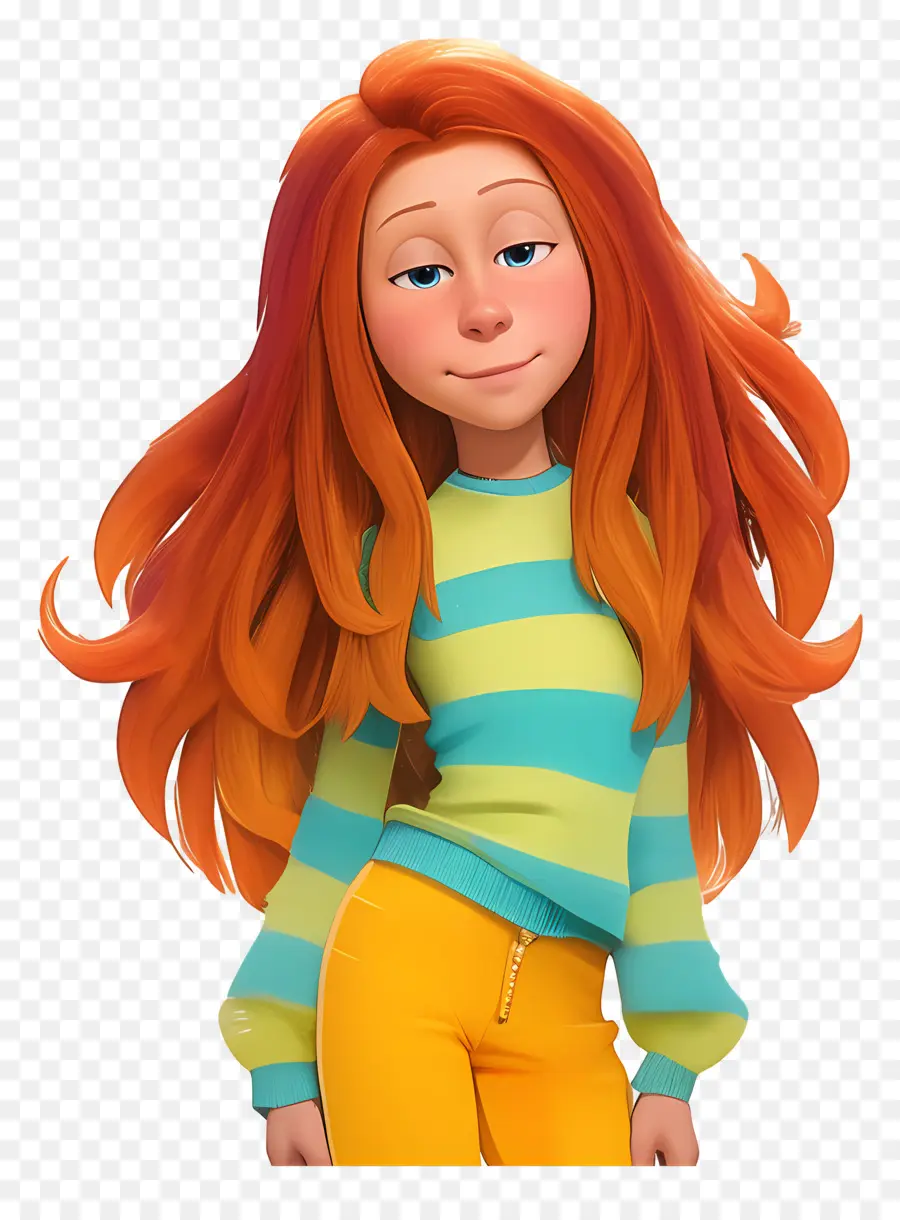 Lorax，Femme Animée Aux Cheveux Longs PNG