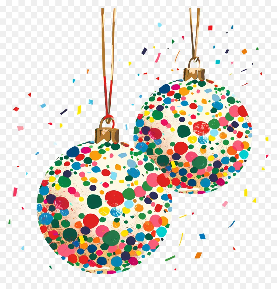 Ornements De Boules De Confettis，Ornements Colorés PNG