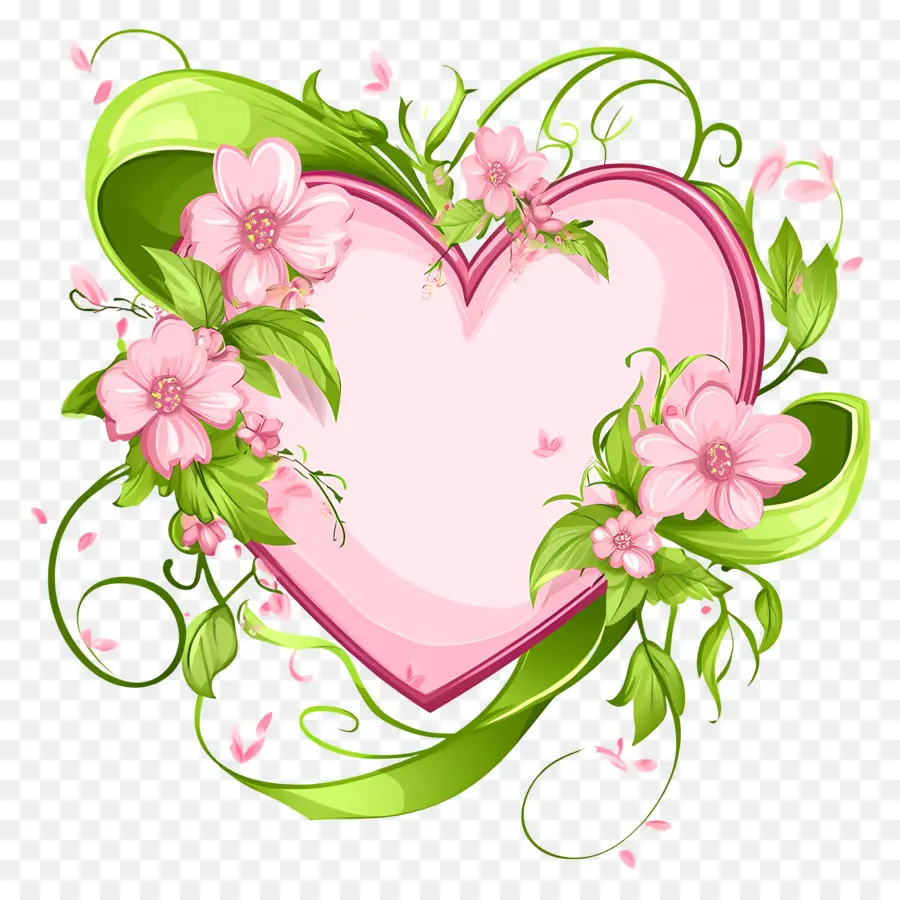 Coeur Saint Valentin，Couronne De Coeur Fleurie PNG